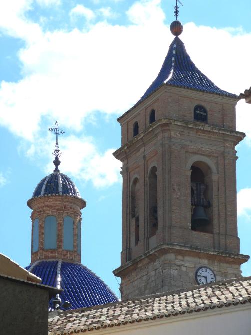 Requena 14thC churches with blue tiles of Manises