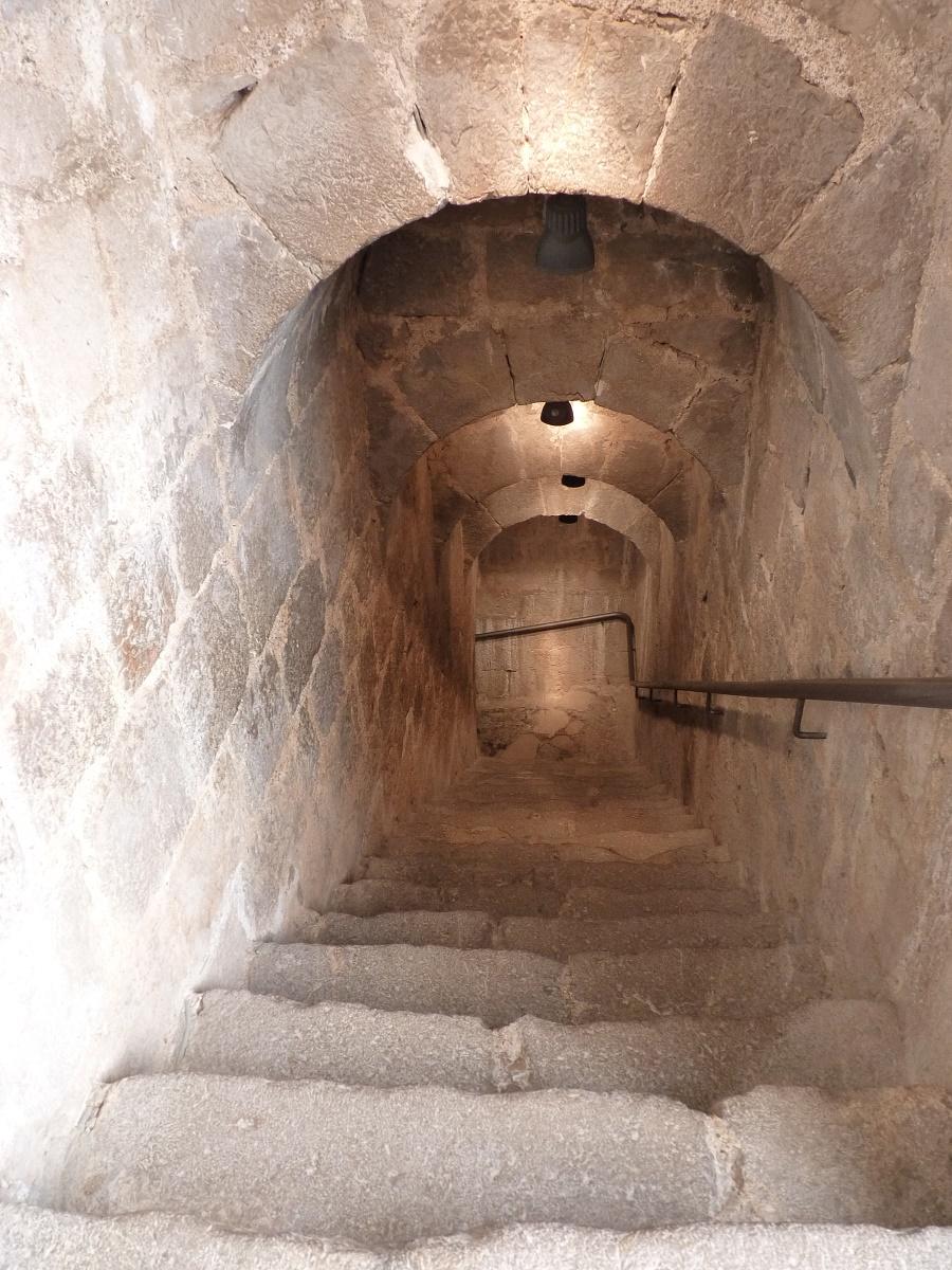 Peñiscola Templars castle staircase to wine hall, tour and wineries